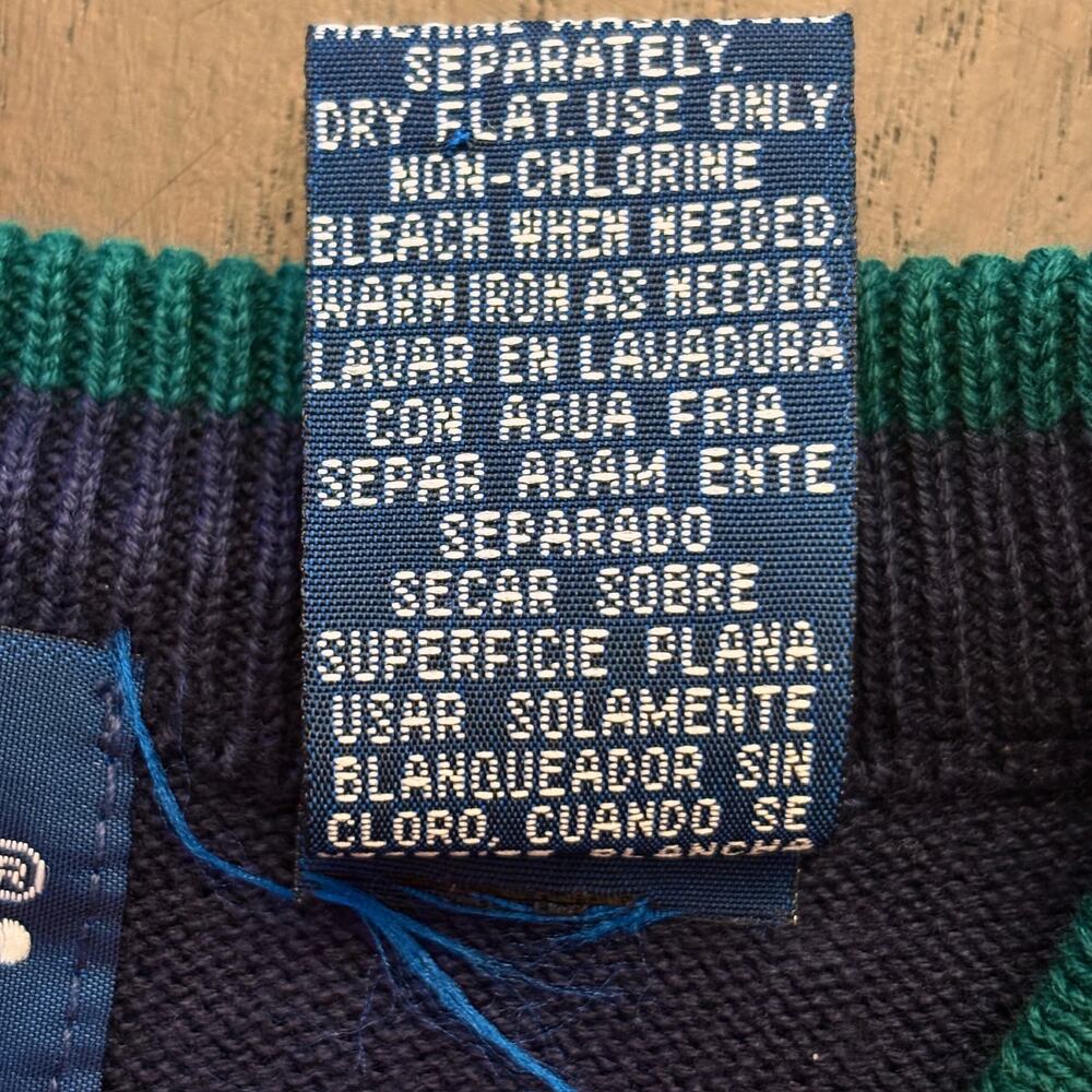 Vintage Par Four Mens Golf Sweater SIze XL Green Blue Colorblock Preppy 90s - Picture 6 of 9